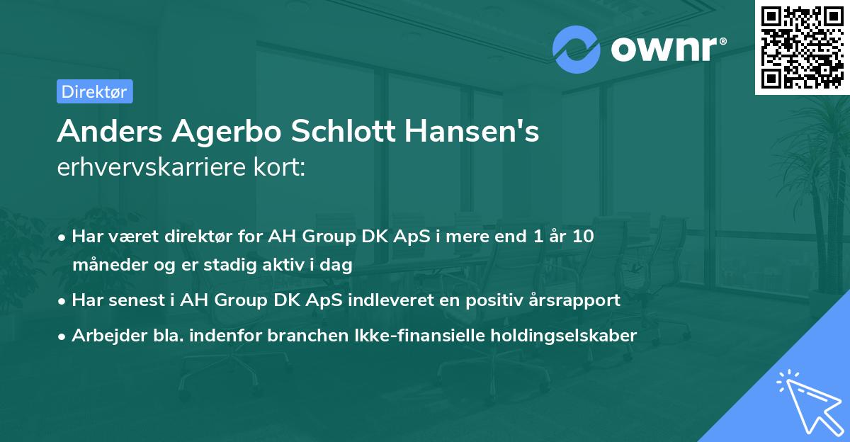 Anders Agerbo Schlott Hansen's erhvervskarriere kort