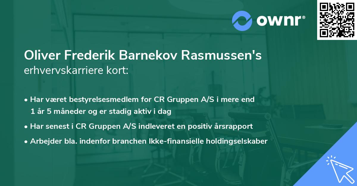 Oliver Frederik Barnekov Rasmussen's erhvervskarriere kort