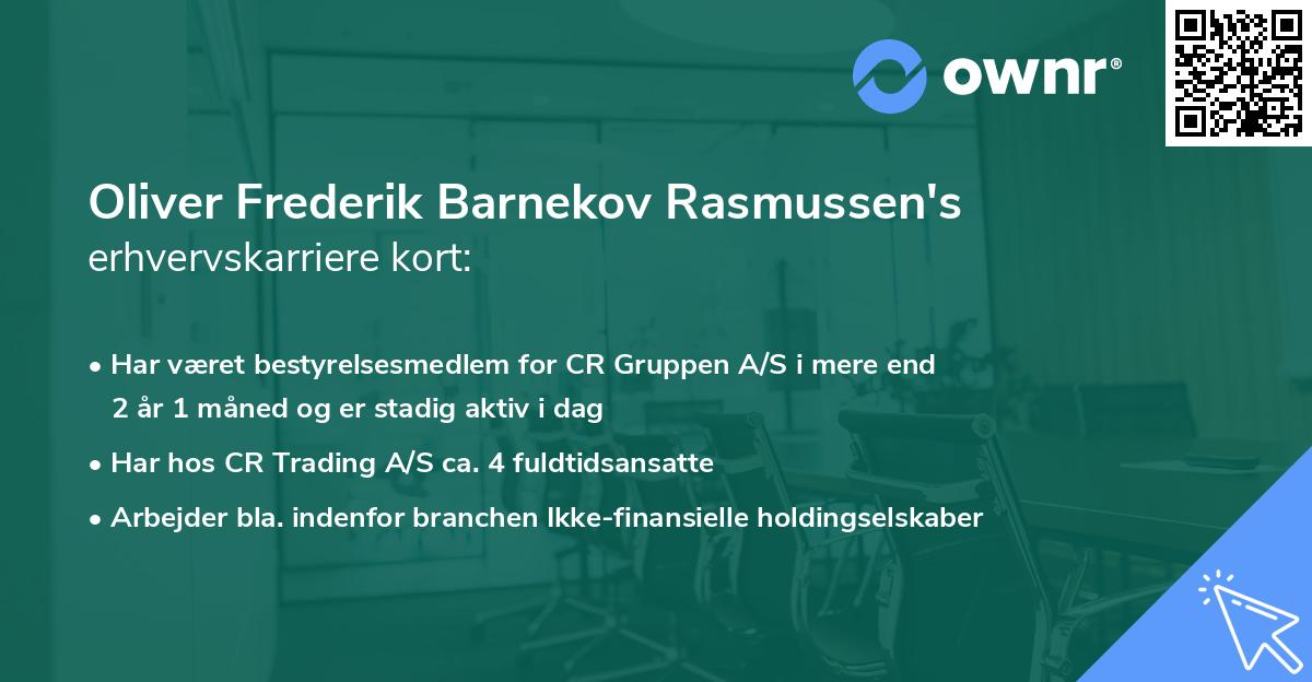Oliver Frederik Barnekov Rasmussen's erhvervskarriere kort