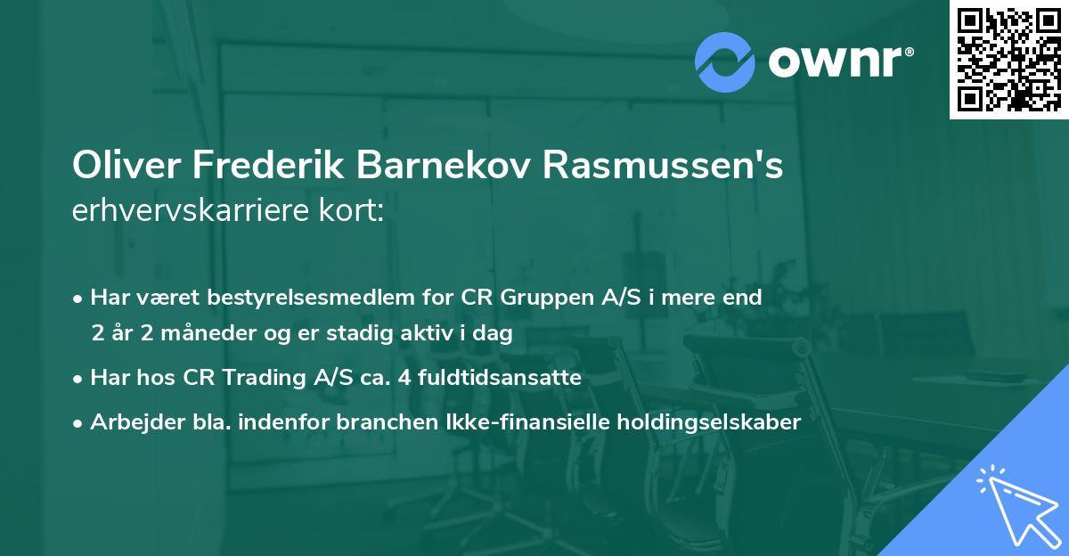 Oliver Frederik Barnekov Rasmussen's erhvervskarriere kort