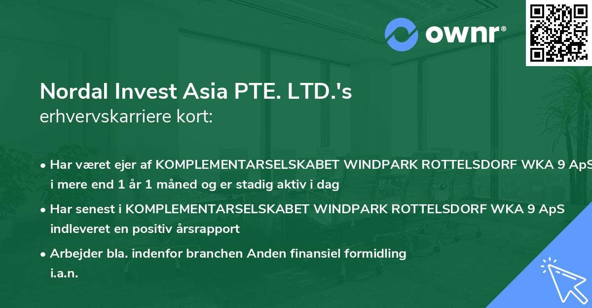 Nordal Invest Asia PTE. LTD.'s erhvervskarriere kort