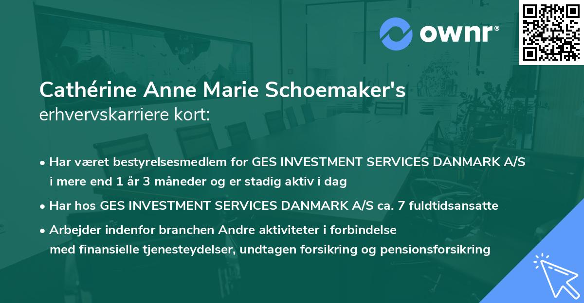 Cathérine Anne Marie Schoemaker's erhvervskarriere kort