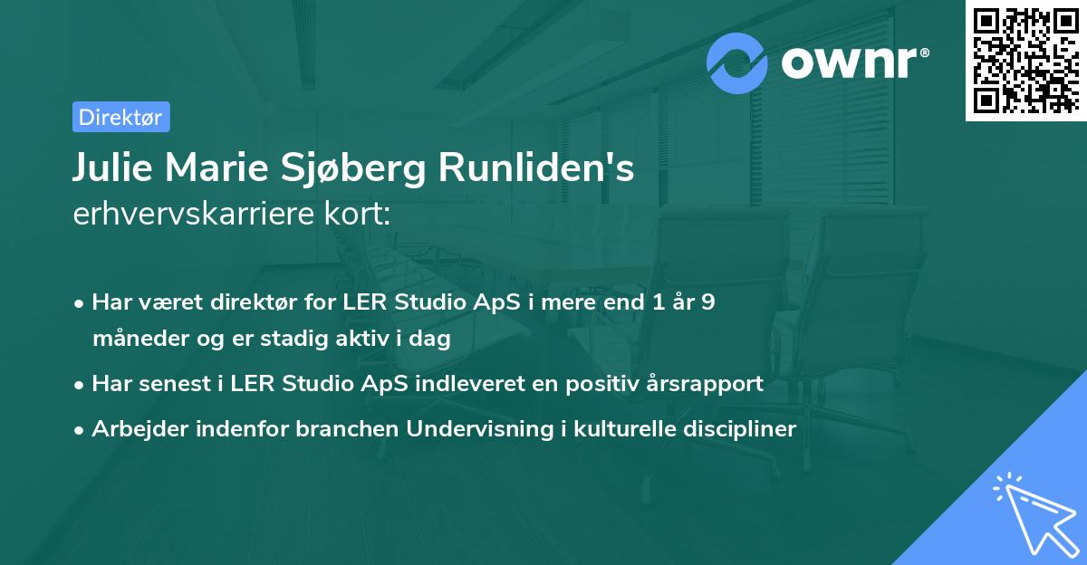 Julie Marie Sjøberg Runliden's erhvervskarriere kort