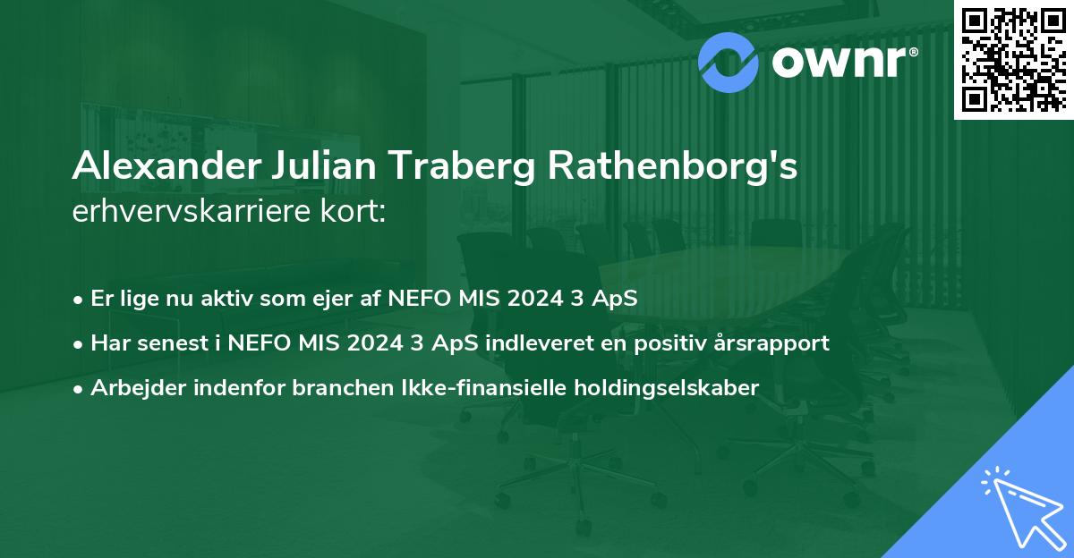 Alexander Julian Traberg Rathenborg's erhvervskarriere kort