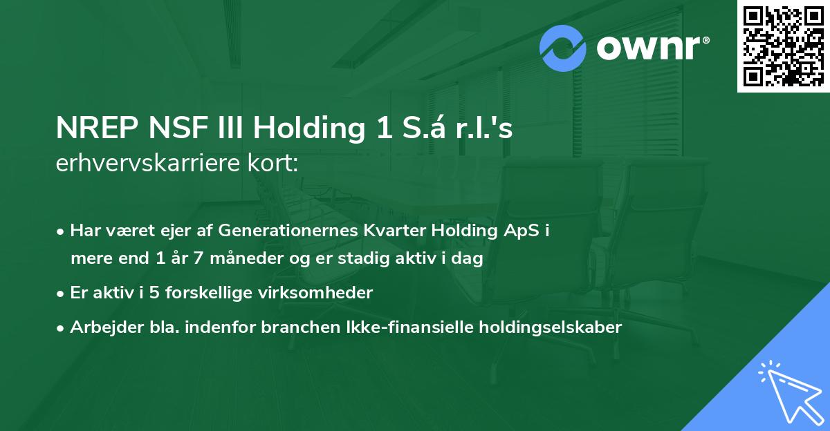 NREP NSF III Holding 1 S.á r.l.'s erhvervskarriere kort