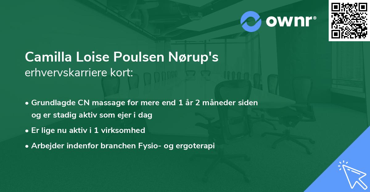Camilla Loise Poulsen Nørup's erhvervskarriere kort