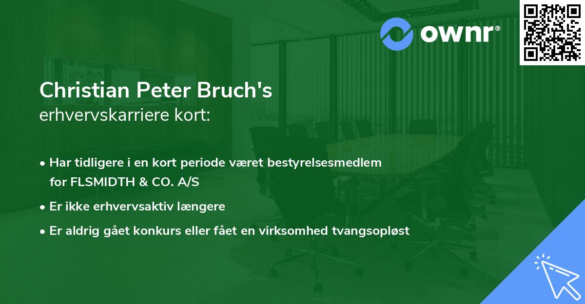 Christian Peter Bruch's erhvervskarriere kort