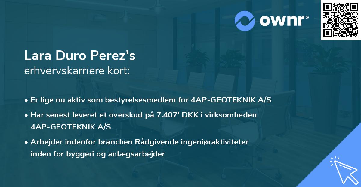 Lara Duro Perez's erhvervskarriere kort