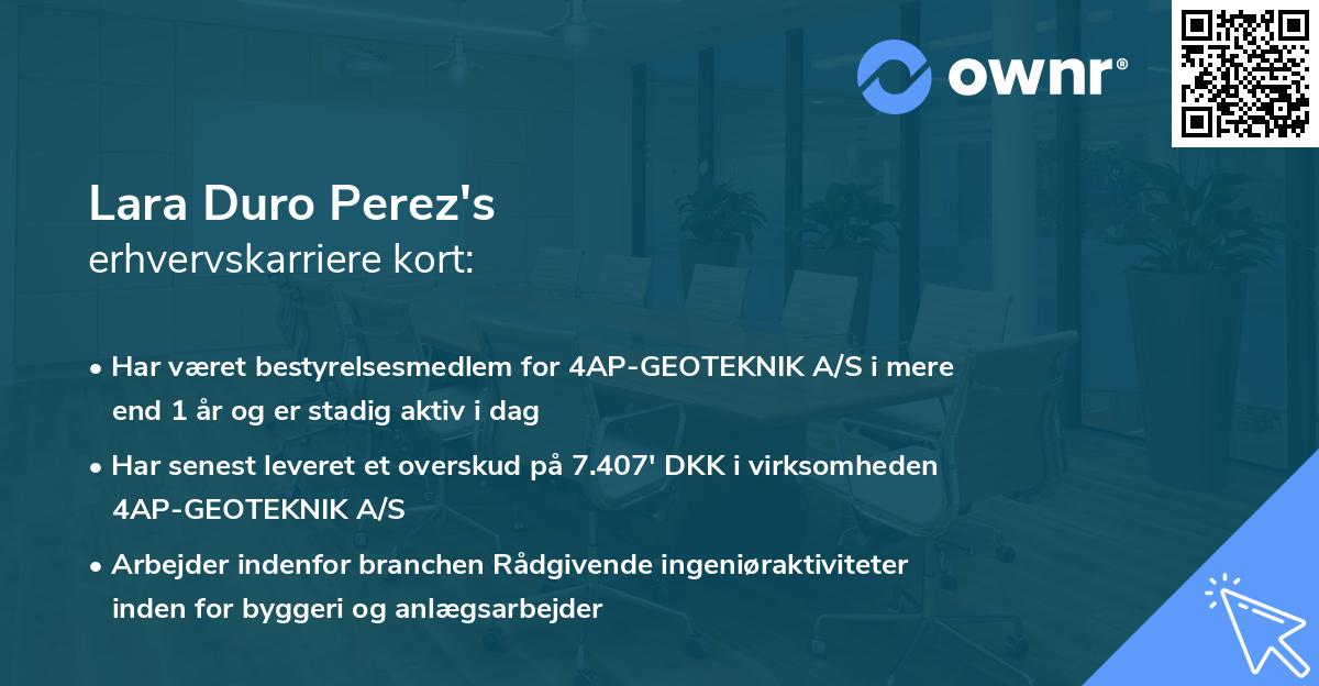 Lara Duro Perez's erhvervskarriere kort