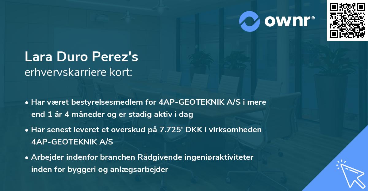 Lara Duro Perez's erhvervskarriere kort