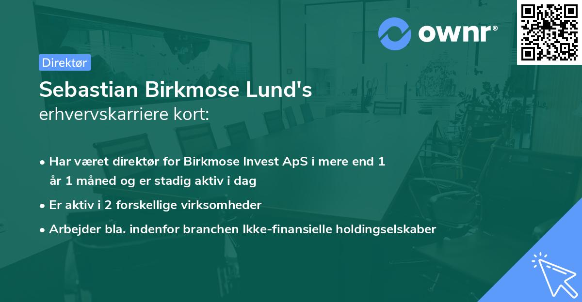 Sebastian Birkmose Lund's erhvervskarriere kort