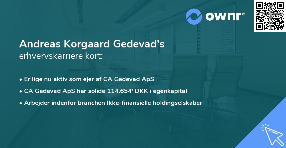 Andreas Korgaard Gedevad's erhvervskarriere kort
