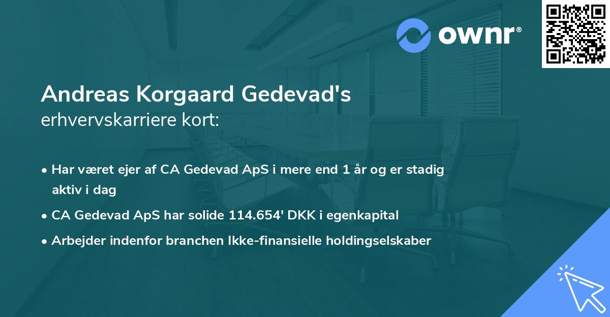 Andreas Korgaard Gedevad's erhvervskarriere kort
