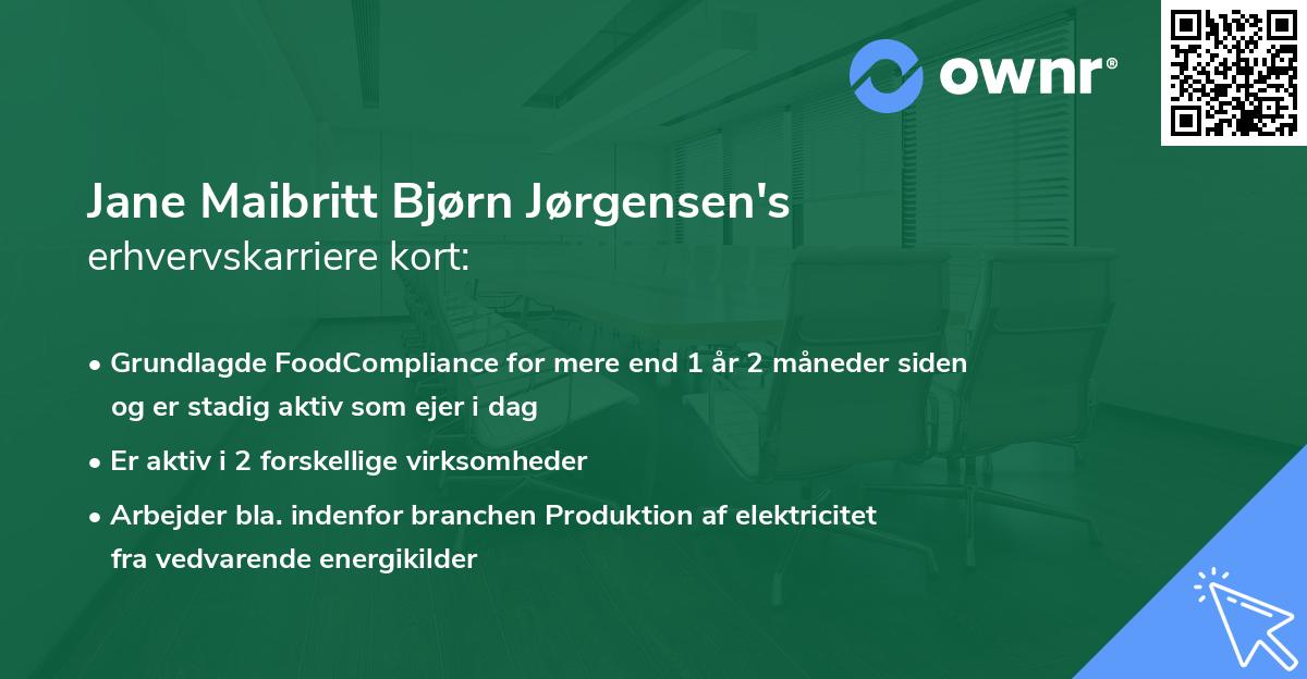 Jane Maibritt Bjørn Jørgensen's erhvervskarriere kort