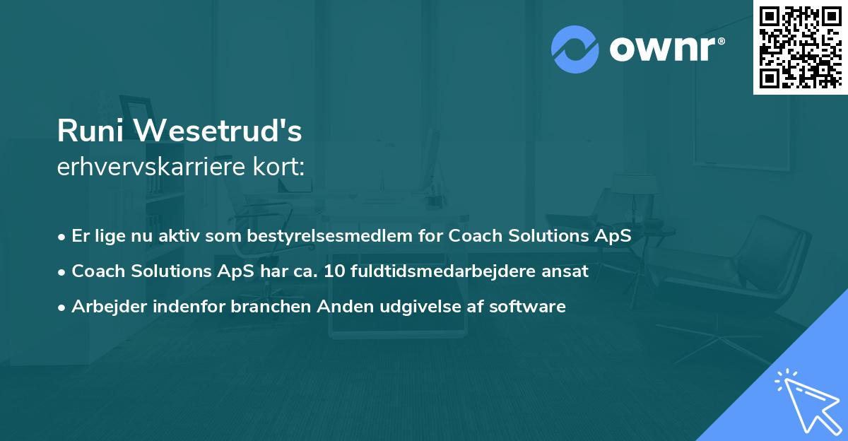 Runi Wesetrud's erhvervskarriere kort