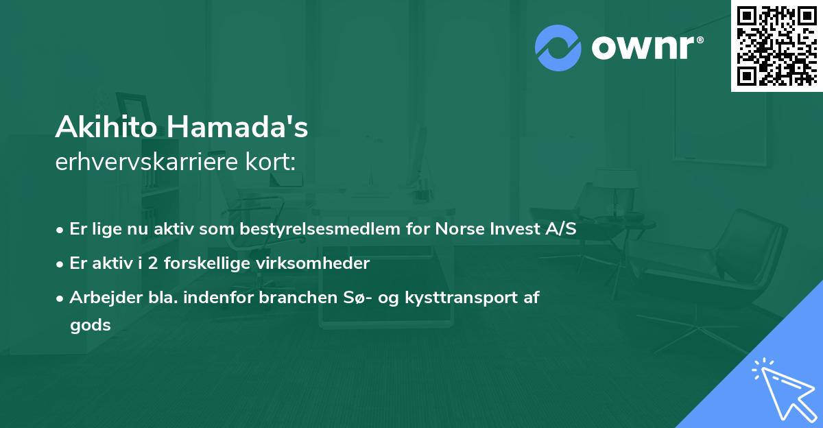 Akihito Hamada's erhvervskarriere kort