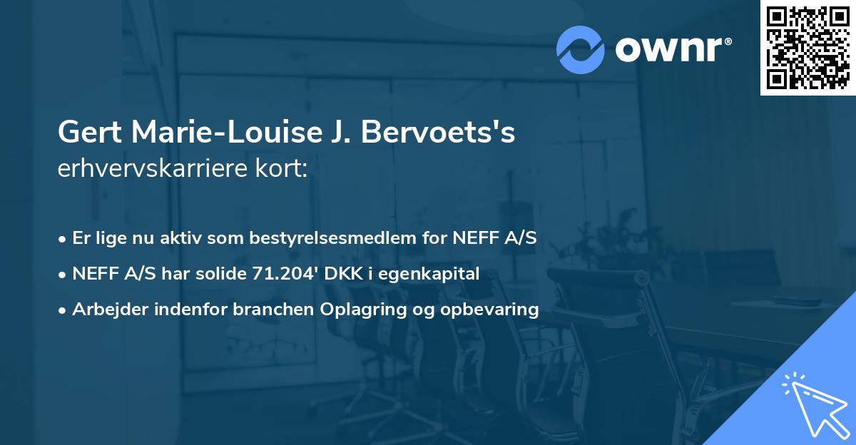 Gert Marie-Louise J. Bervoets's erhvervskarriere kort