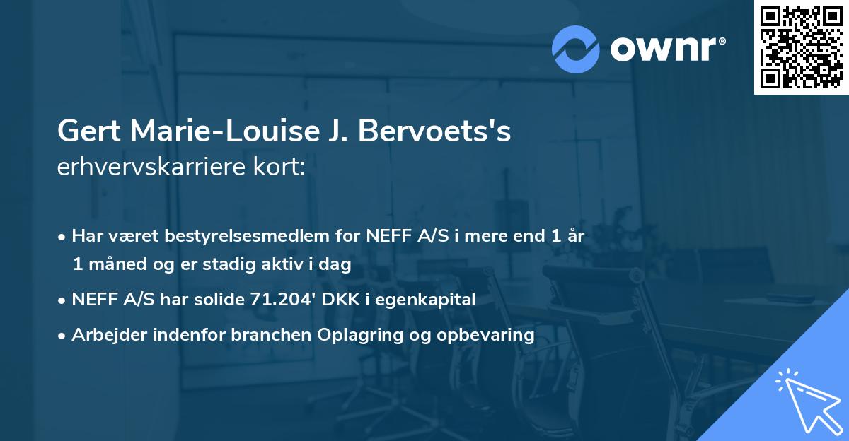 Gert Marie-Louise J. Bervoets's erhvervskarriere kort