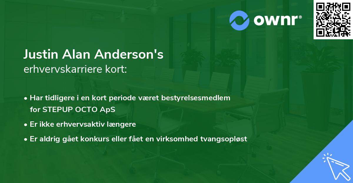 Justin Alan Anderson's erhvervskarriere kort