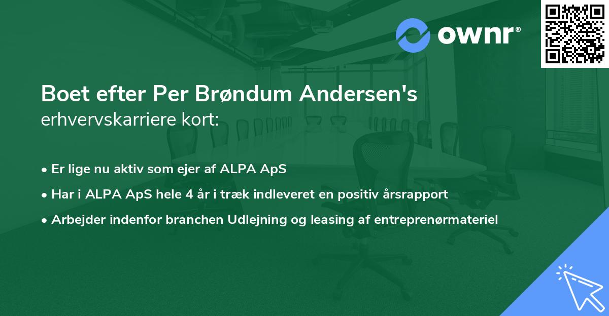 Boet efter Per Brøndum Andersen's erhvervskarriere kort