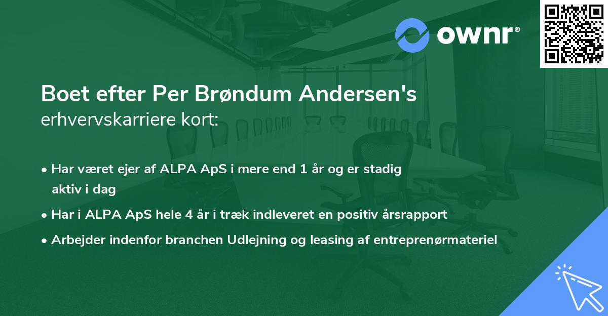 Boet efter Per Brøndum Andersen's erhvervskarriere kort