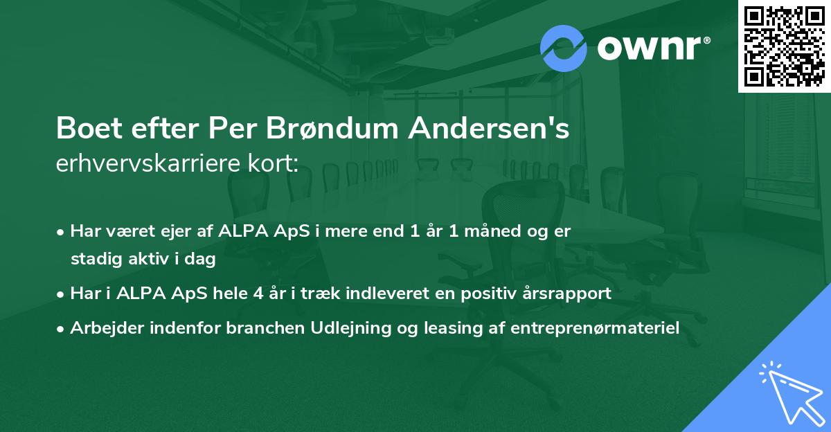 Boet efter Per Brøndum Andersen's erhvervskarriere kort