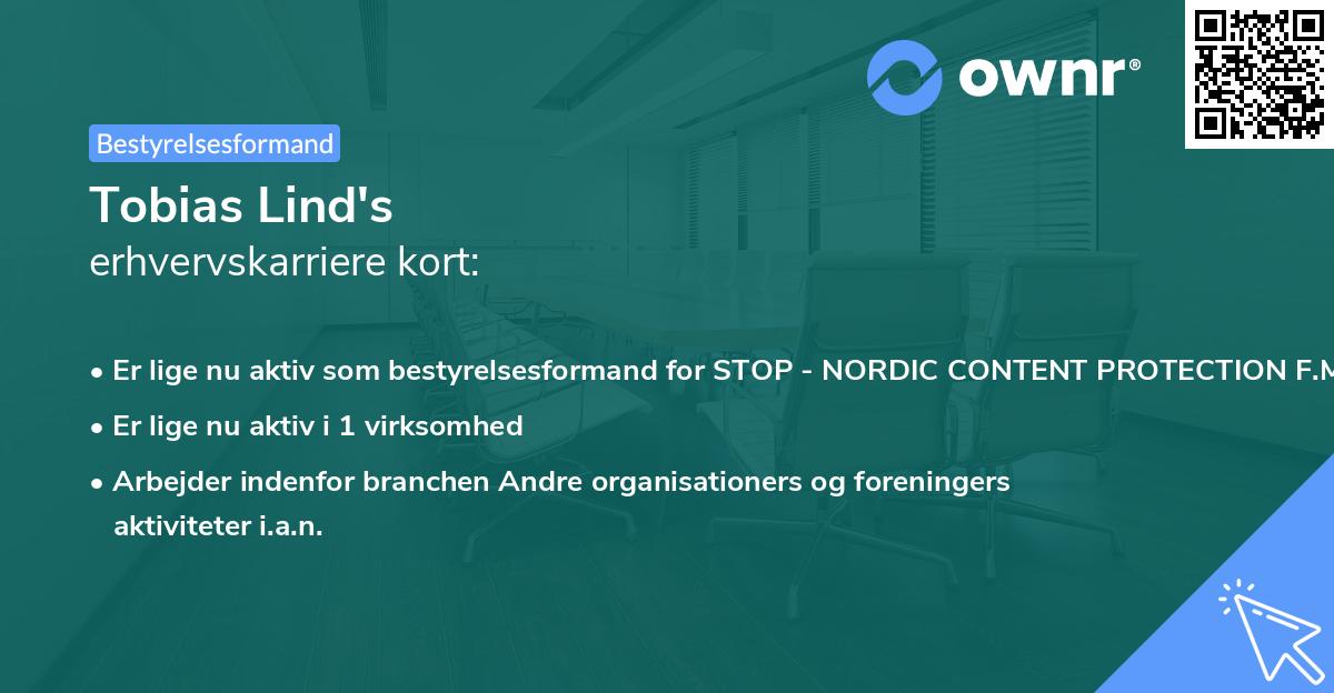 Tobias Lind's erhvervskarriere kort