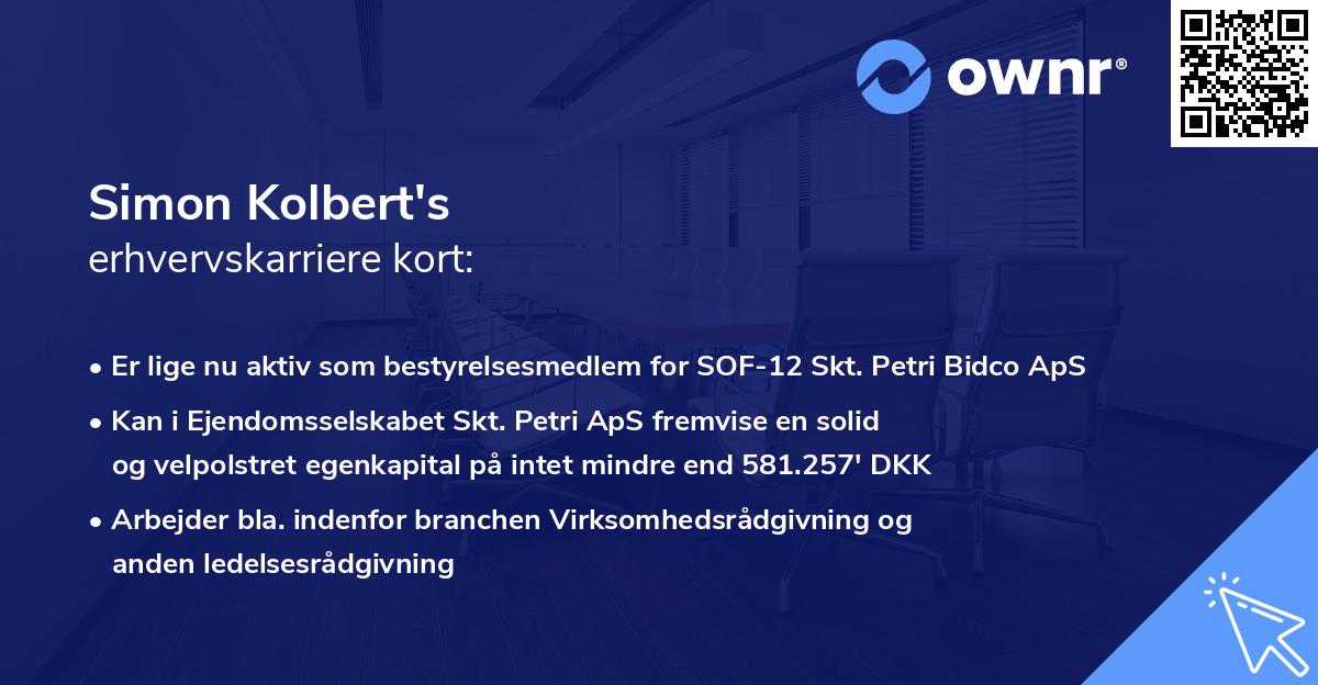 Simon Kolbert's erhvervskarriere kort
