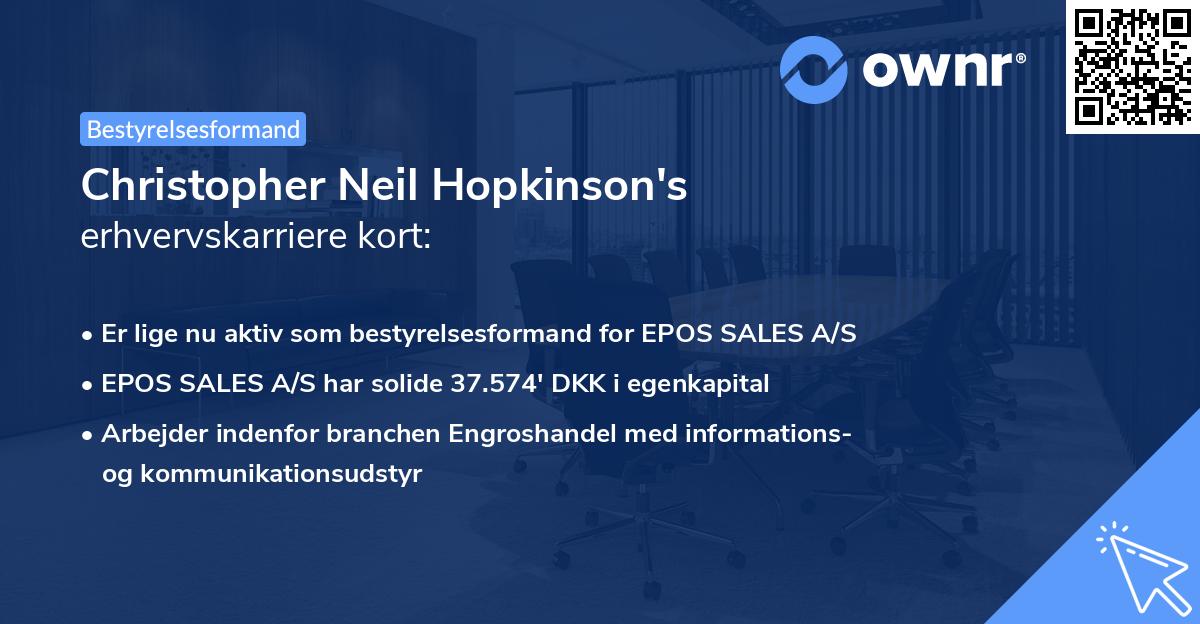 Christopher Neil Hopkinson's erhvervskarriere kort