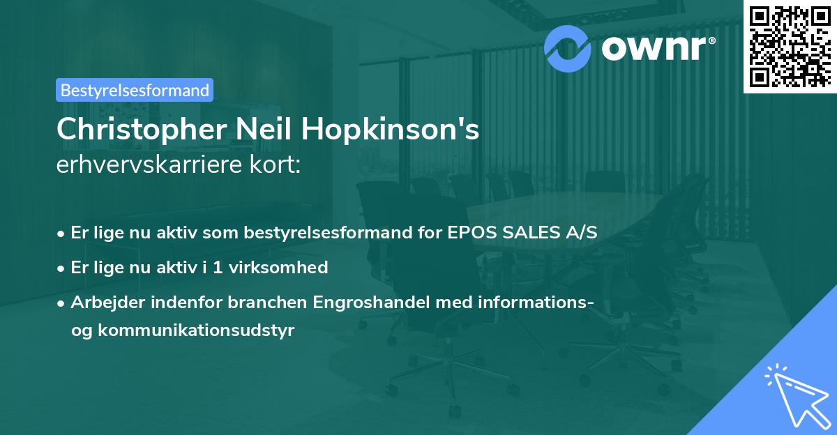 Christopher Neil Hopkinson's erhvervskarriere kort