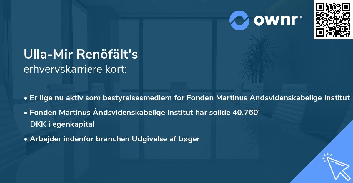 Ulla-Mir Renöfält's erhvervskarriere kort