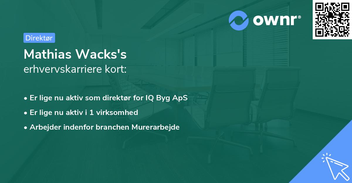 Mathias Wacks's erhvervskarriere kort