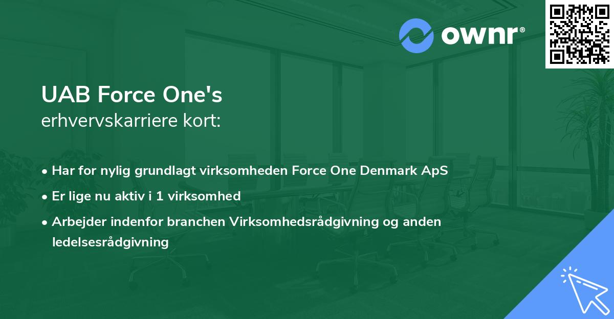 UAB Force One's erhvervskarriere kort