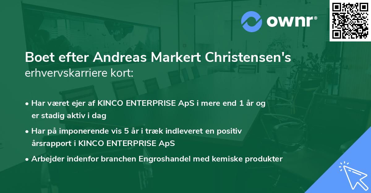 Boet efter Andreas Markert Christensen's erhvervskarriere kort