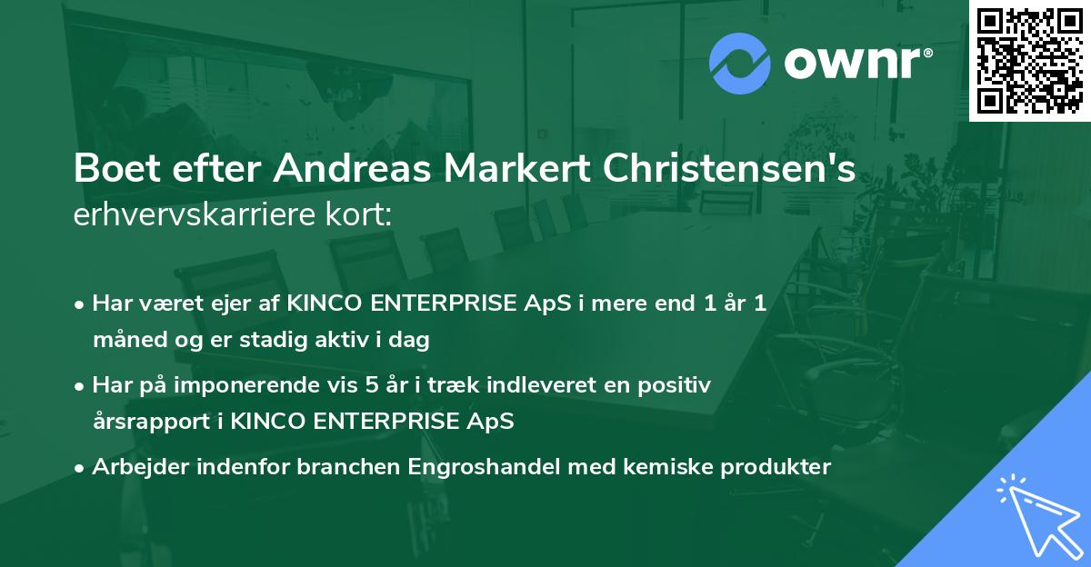 Boet efter Andreas Markert Christensen's erhvervskarriere kort