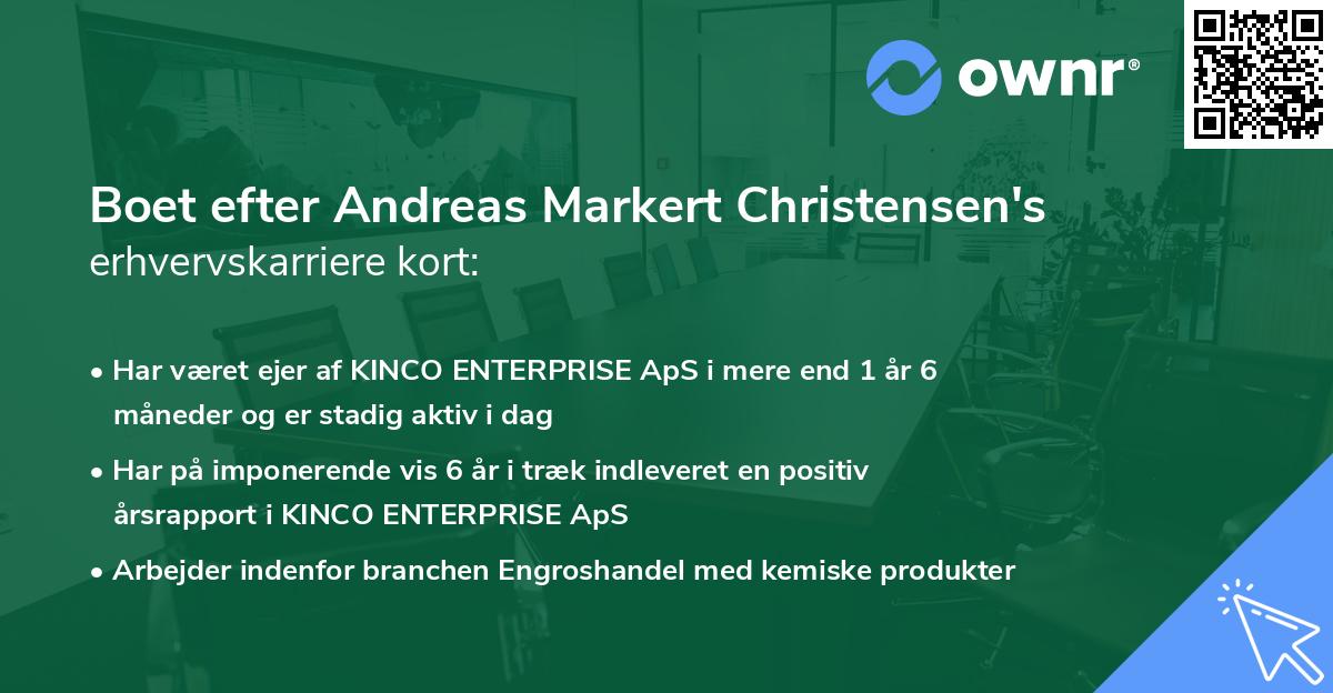 Boet efter Andreas Markert Christensen's erhvervskarriere kort