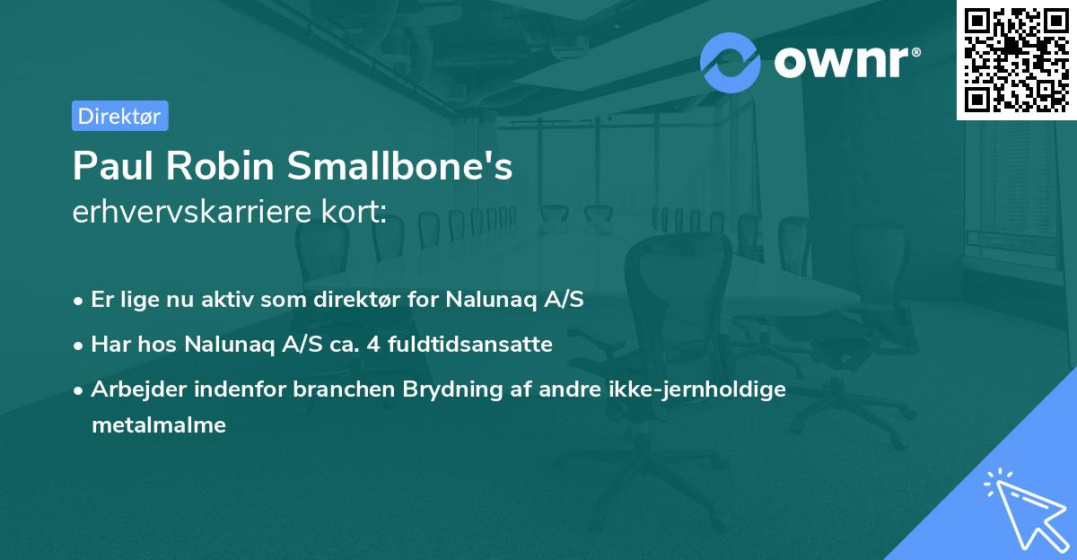 Paul Robin Smallbone's erhvervskarriere kort