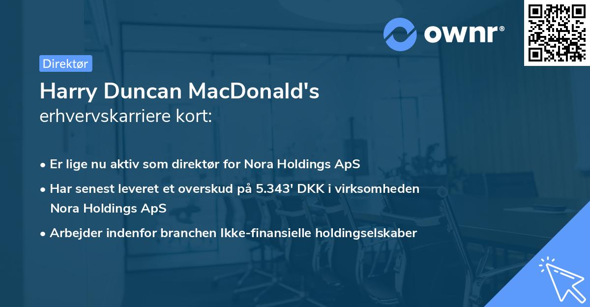Harry Duncan MacDonald's erhvervskarriere kort