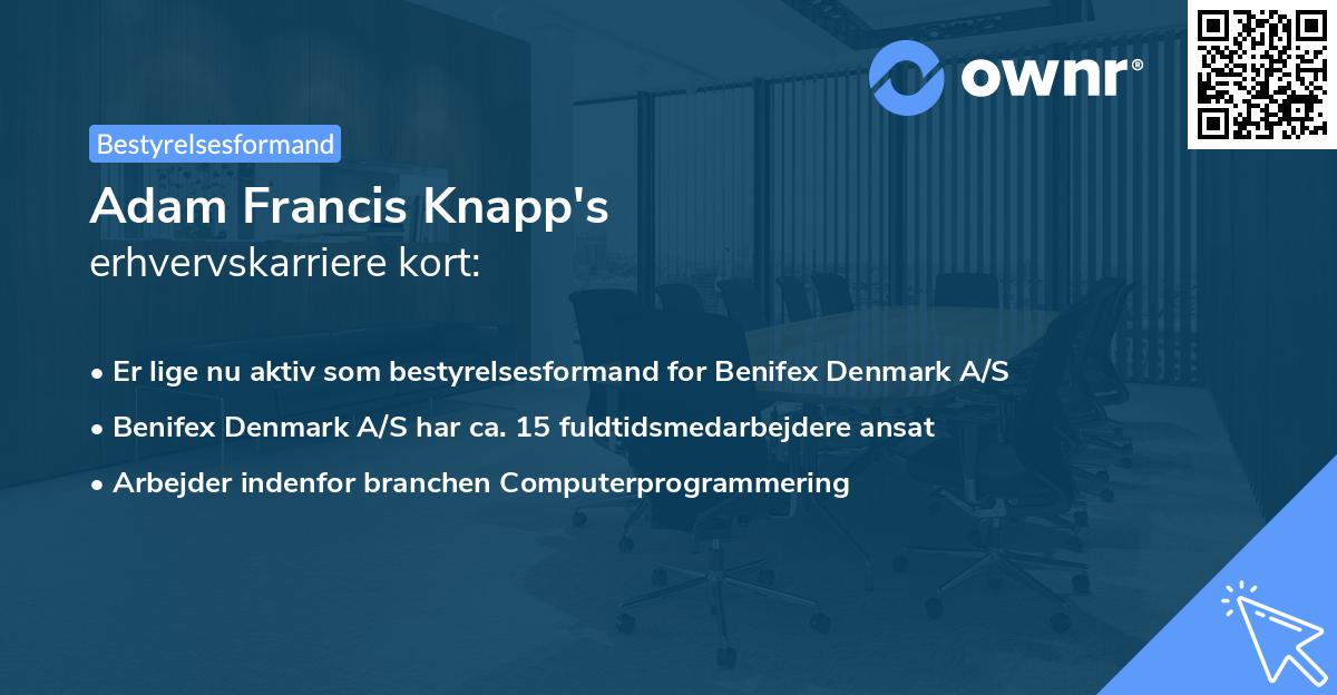 Adam Francis Knapp's erhvervskarriere kort