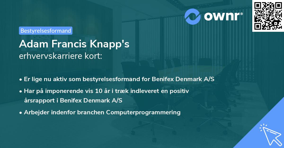 Adam Francis Knapp's erhvervskarriere kort