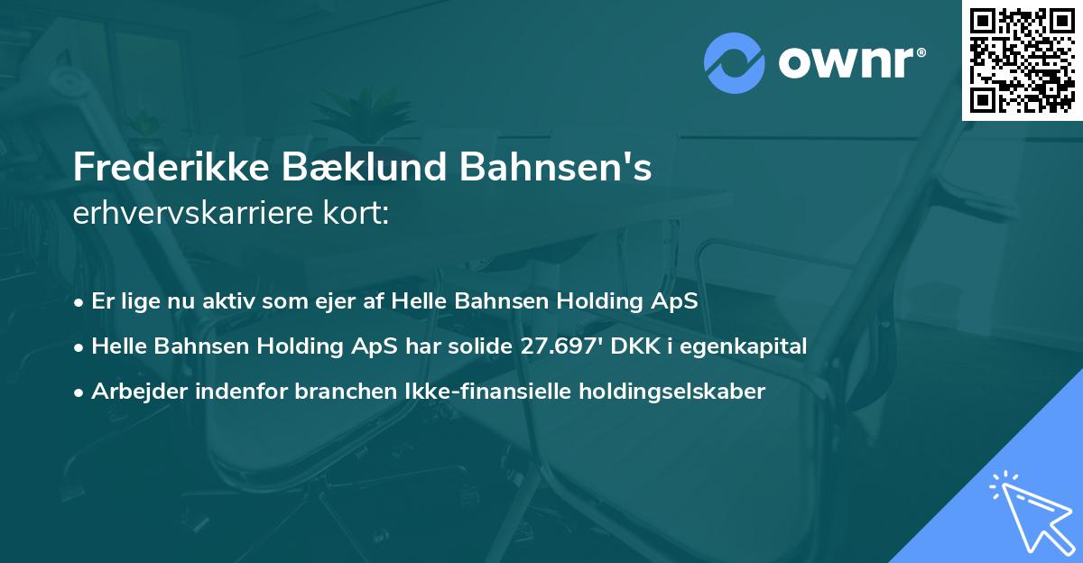 Frederikke Bæklund Bahnsen's erhvervskarriere kort