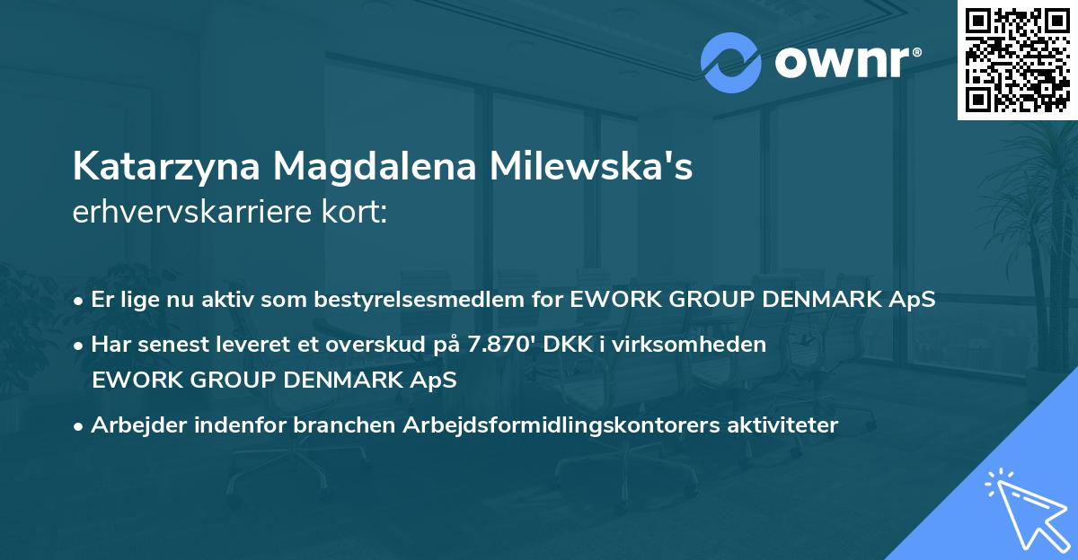 Katarzyna Magdalena Milewska's erhvervskarriere kort