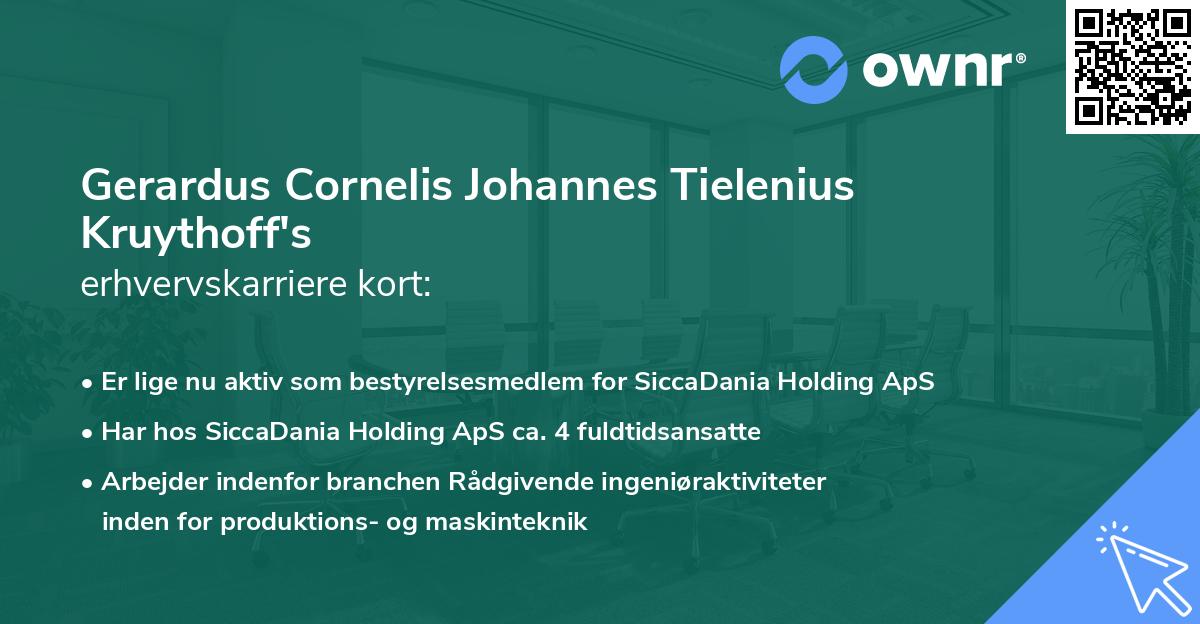 Gerardus Cornelis Johannes Tielenius Kruythoff's erhvervskarriere kort