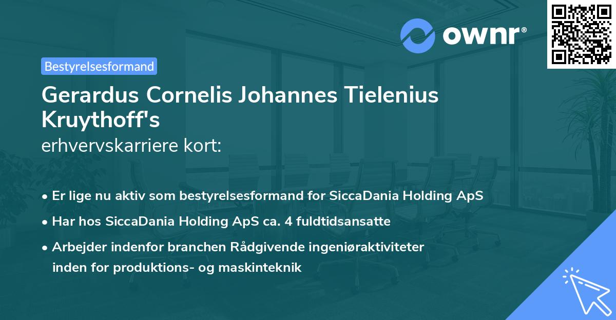 Gerardus Cornelis Johannes Tielenius Kruythoff's erhvervskarriere kort