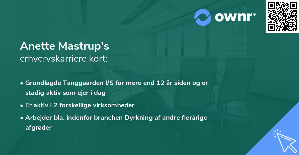 Anette Mastrup's erhvervskarriere kort