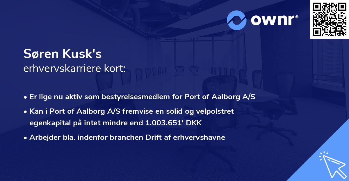 Søren Kusk's erhvervskarriere kort