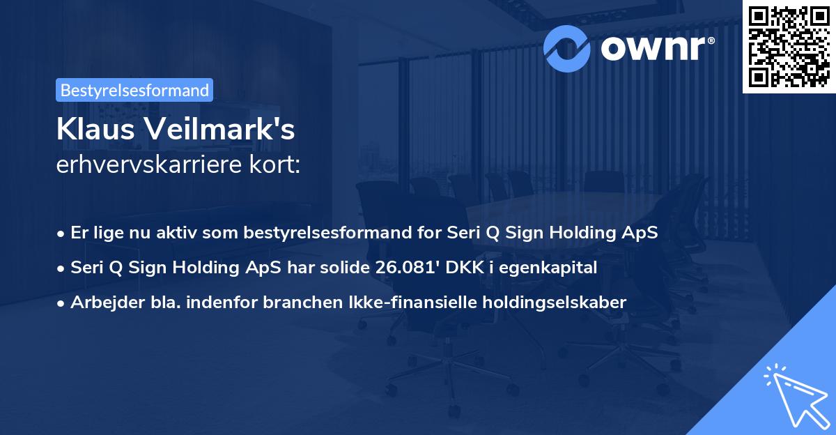 Klaus Veilmark's erhvervskarriere kort