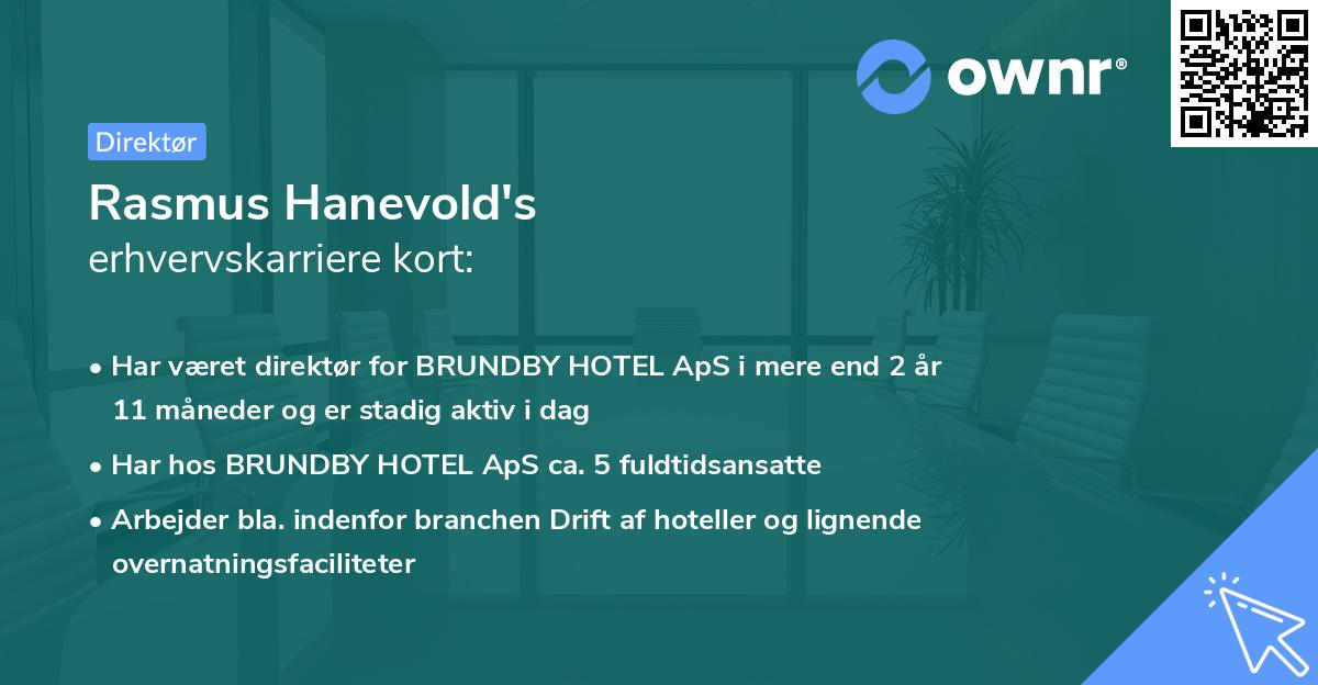 Rasmus Hanevold's erhvervskarriere kort