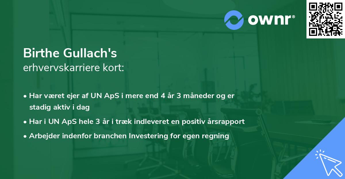 Birthe Gullach's erhvervskarriere kort