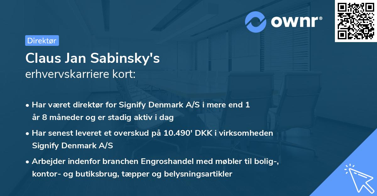 Claus Jan Sabinsky's erhvervskarriere kort